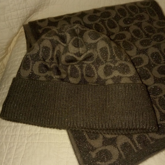 Coach Accessories - Coach Gray Scarf & Hat Set